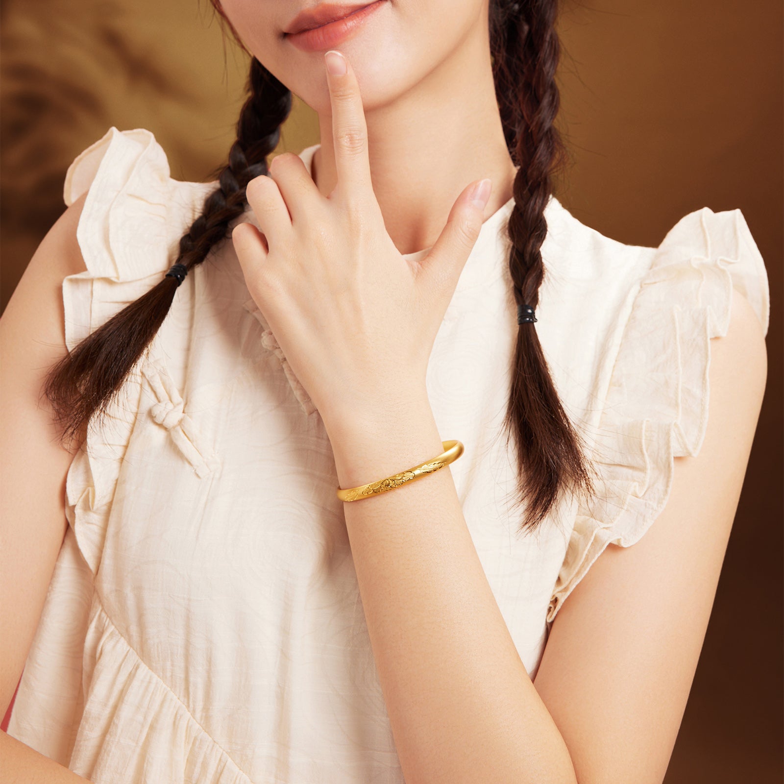 Antiquity Gold' 999.9 24K Gold Bangle Bracelet 25-29g A1012540