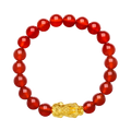 24K Gold Beaded Bracelet Agate Pixiu 0.9-1.2g AEMN195631