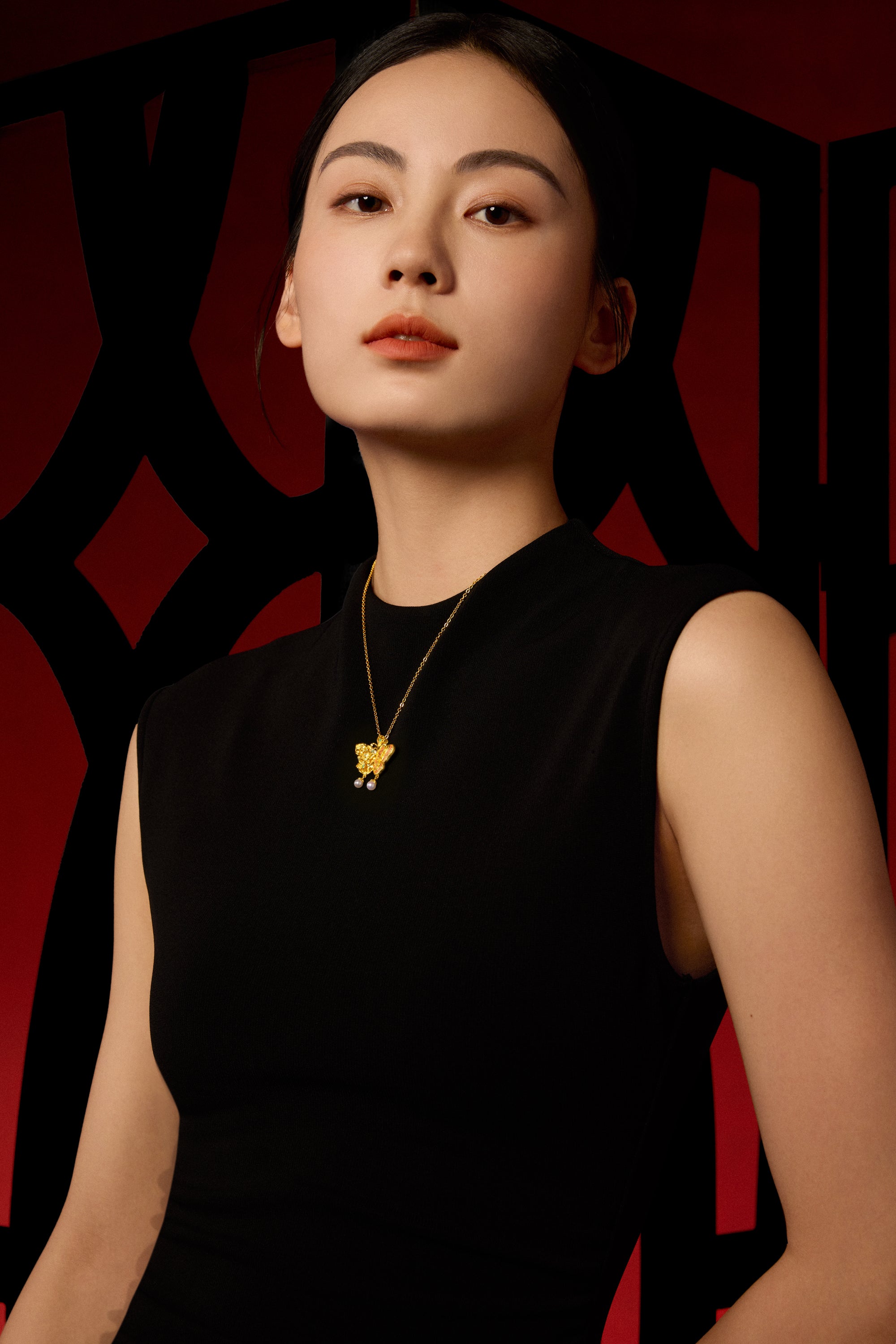 "Chinese Culture Collection - Dan Qing" 24K Gold Pendant Necklace Diamond 0.004ct Pearl 3.5-4mm Butterfly 14.8-17.8g W0636728