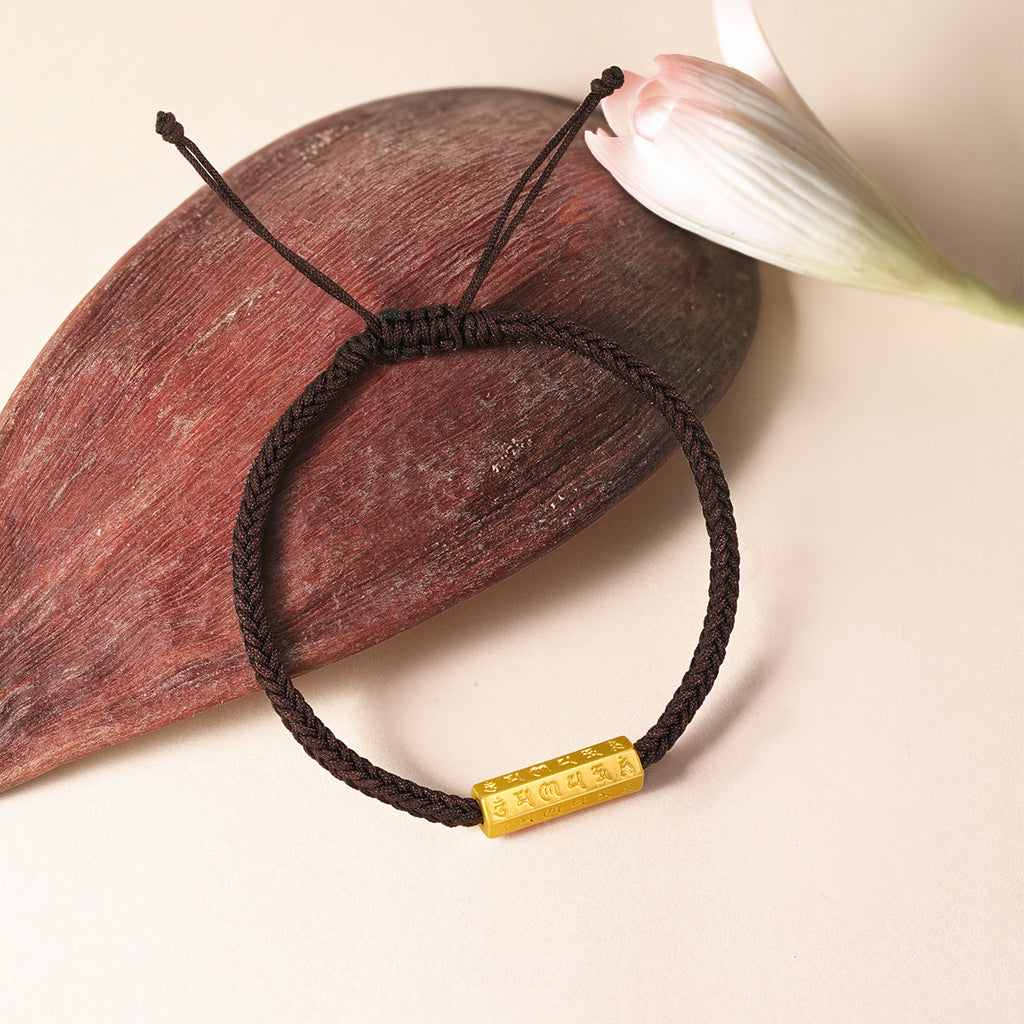 Jiuhua Mountain' 24K Gold String Bracelet Buddhist Scripture A1714664