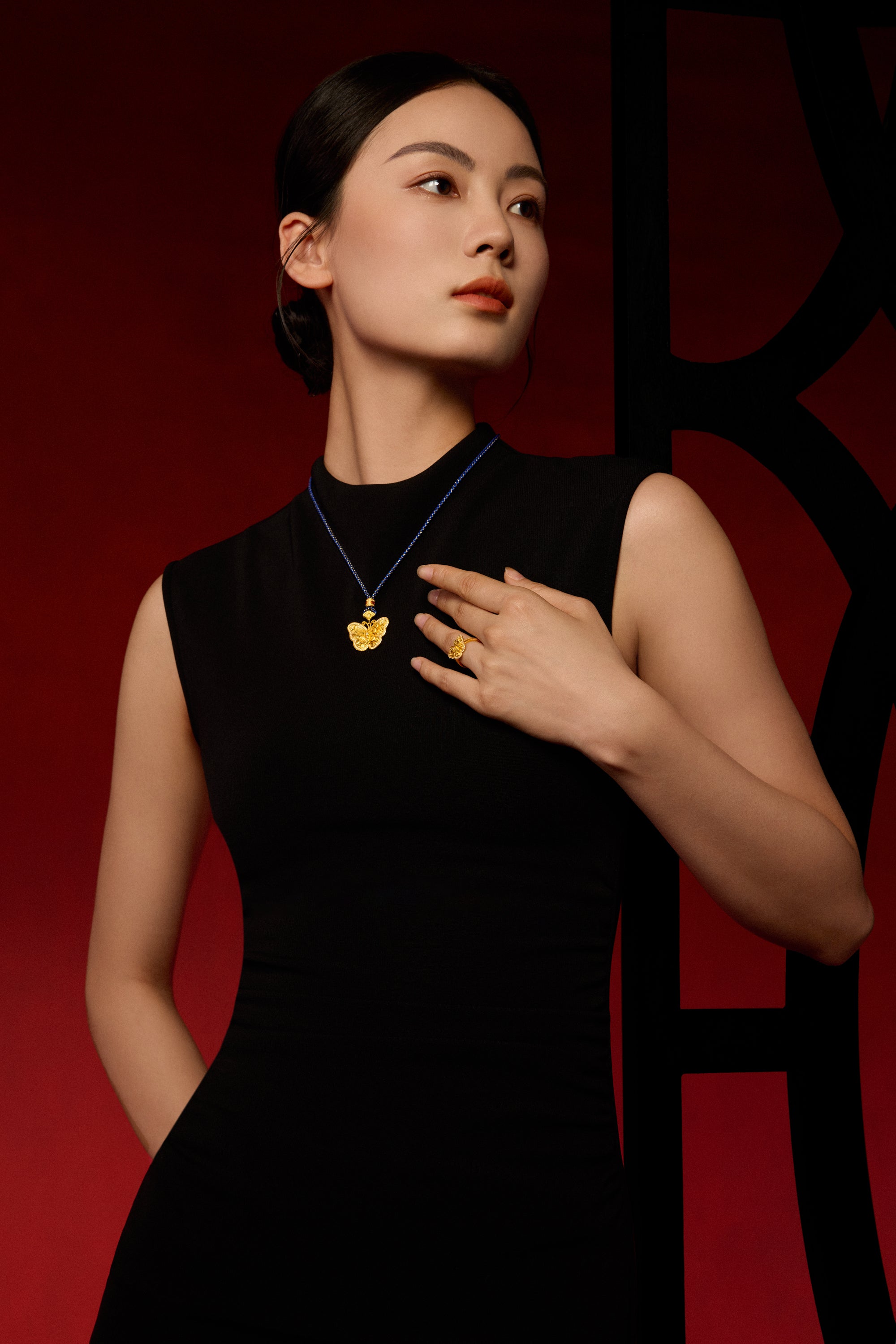 Chinese Culture Collection - Dan Qing" 24K Gold Pendant Braided Rope  Zhou  Liu Fu Jewellery | Timeless Design, Accessible Elegance for Every Wardrobe