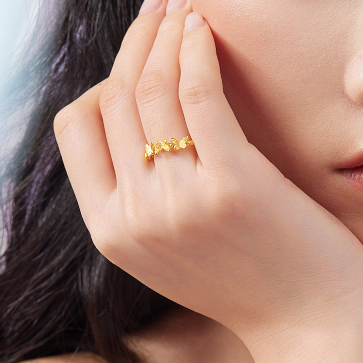 "Fantasy Forest" 999 24K Gold Ring            Butterfly 2.6-3.1g A0113804