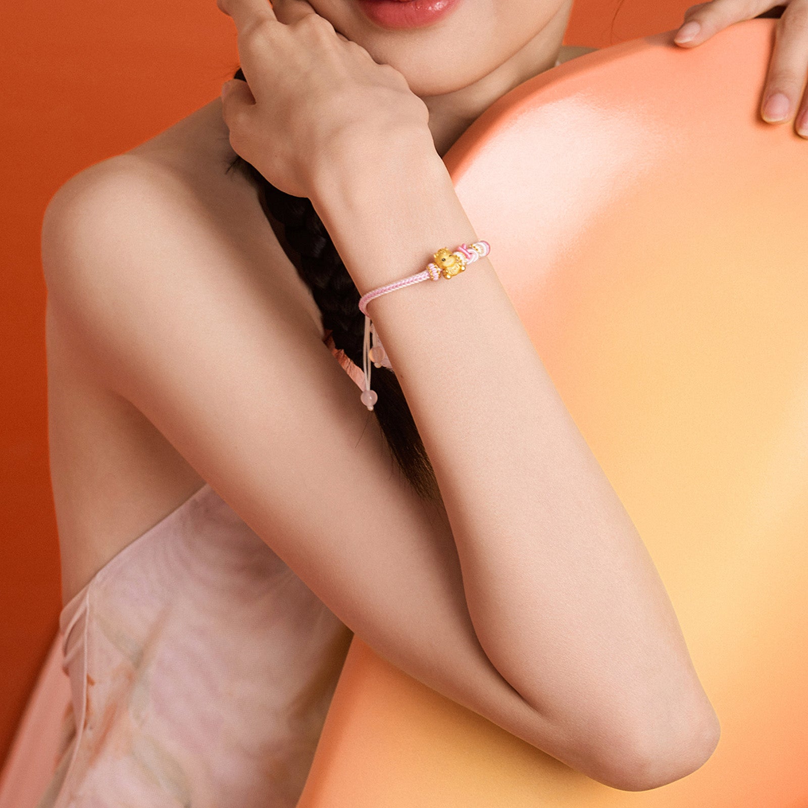 'Year of the Horse'  24K Gold String Bracelet Horse Heart 0.85-1.05g 16cm-22cm A1715747