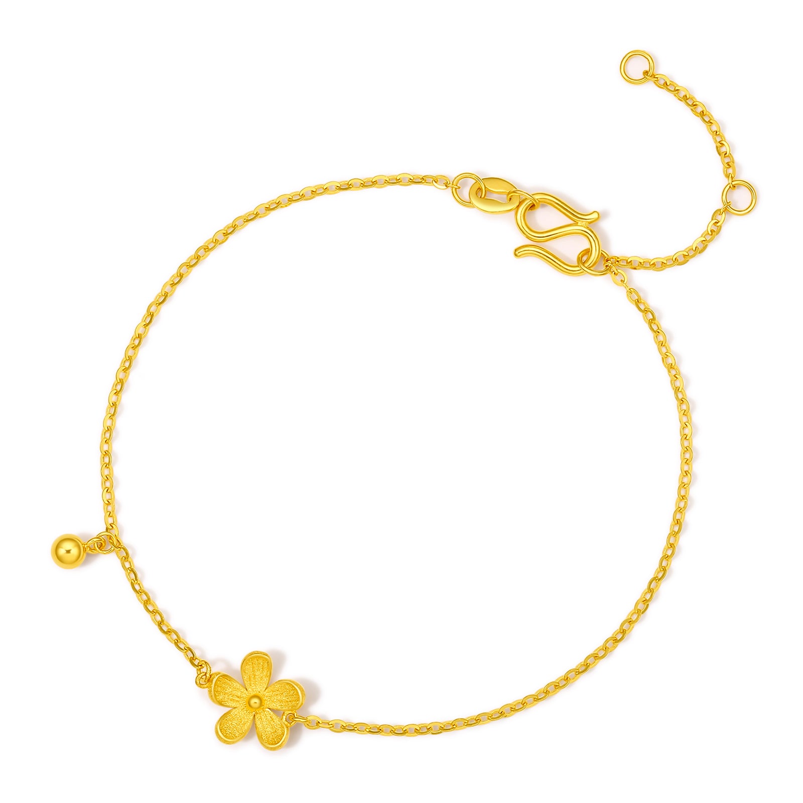 "Infinite" 24K Gold Chain Bracelet Flower 2.05-2.35g A0710701