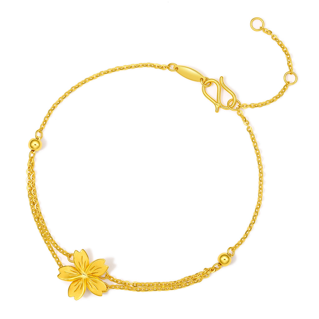"Infinite" 24K Gold Chain Bracelet Flower 2.4-3g A0710854
