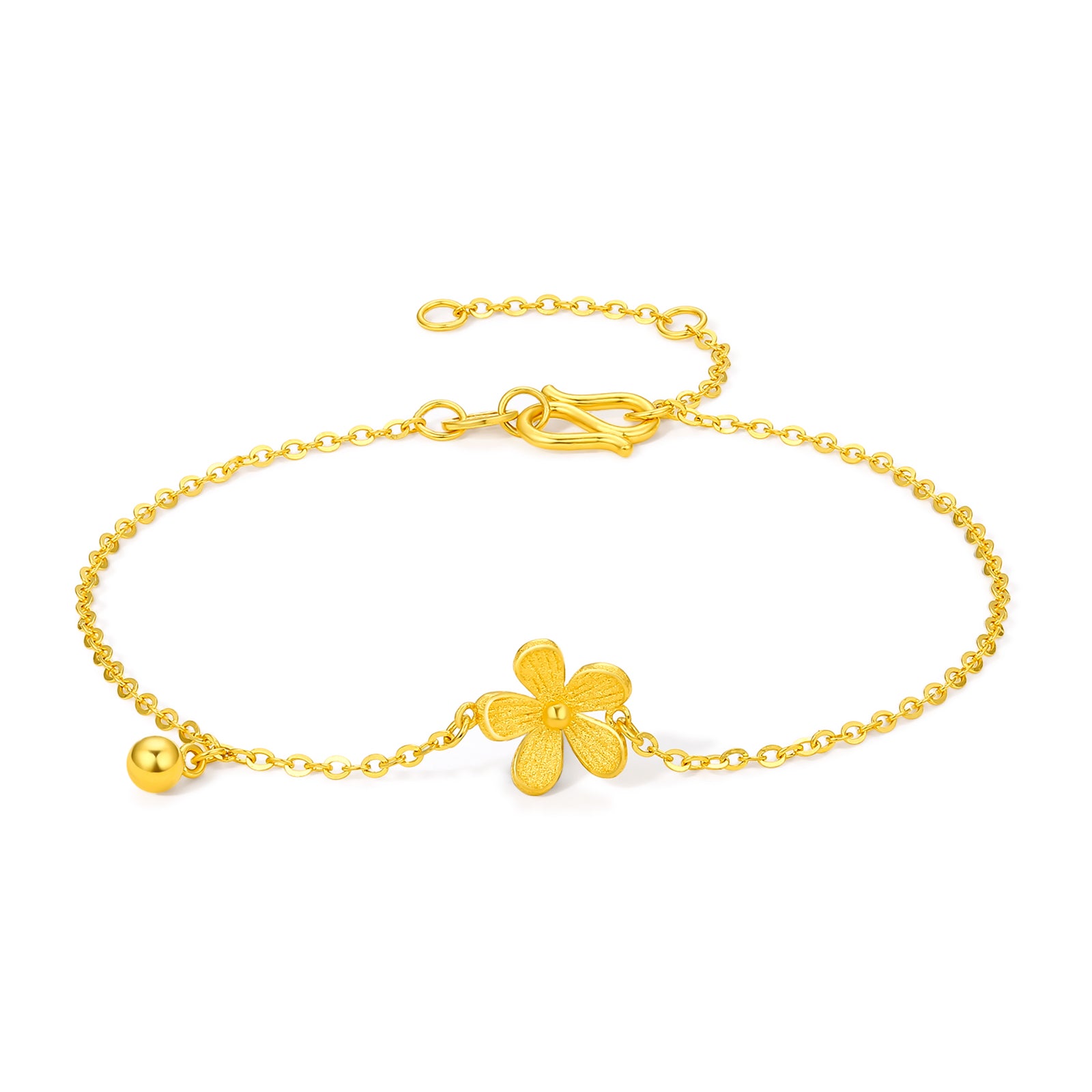 "Infinite" 24K Gold Chain Bracelet Flower 2.05-2.35g A0710701