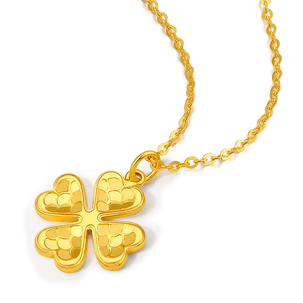 24K金四葉草吊墜項鍊，重3.6-4.2克，長40+5厘米，貨號A0610846