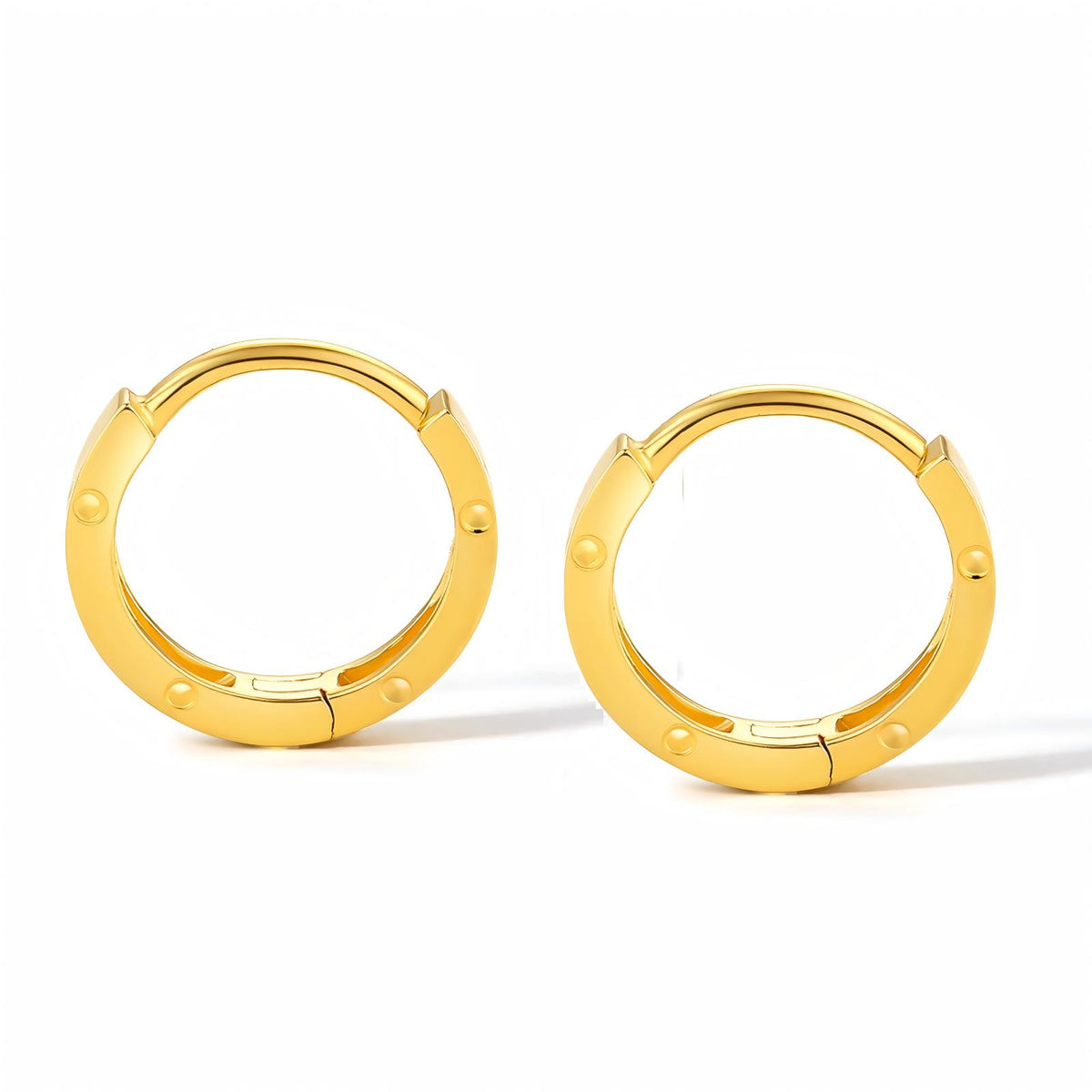 ZHOU LIU FU 18K Yellow Gold 10mm Hoop Earrings Small Hypoallergenic Earrings Dainty Jewelry Gift for Women