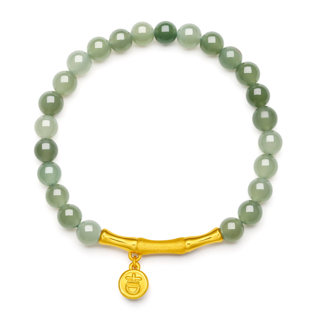24K Gold Beaded Bracelet 5.7-6.2mm Bamboo 0.65-0.8g Y1910808