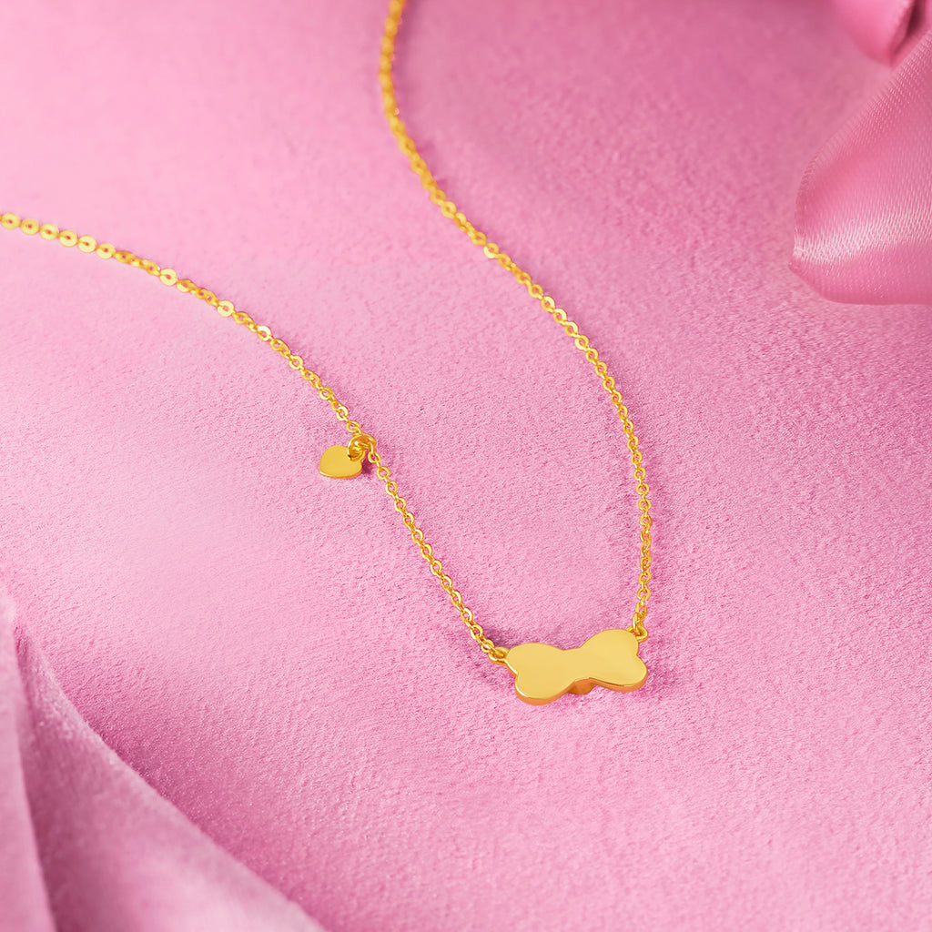 "Honey" 999 24K Gold Pendant Necklace Bow 3.5-4g A0613238