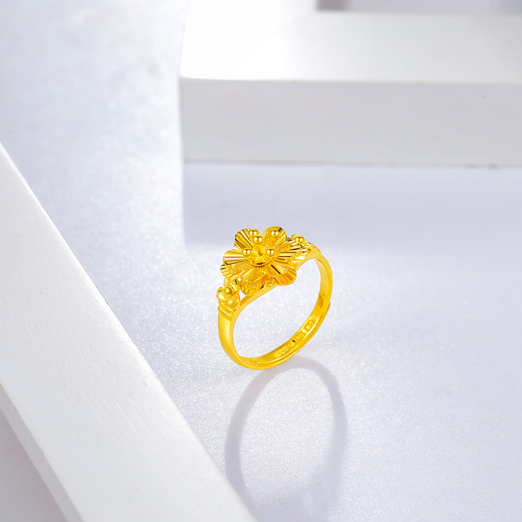 999 24K Gold Ring Flower 4-4.6g AB012629