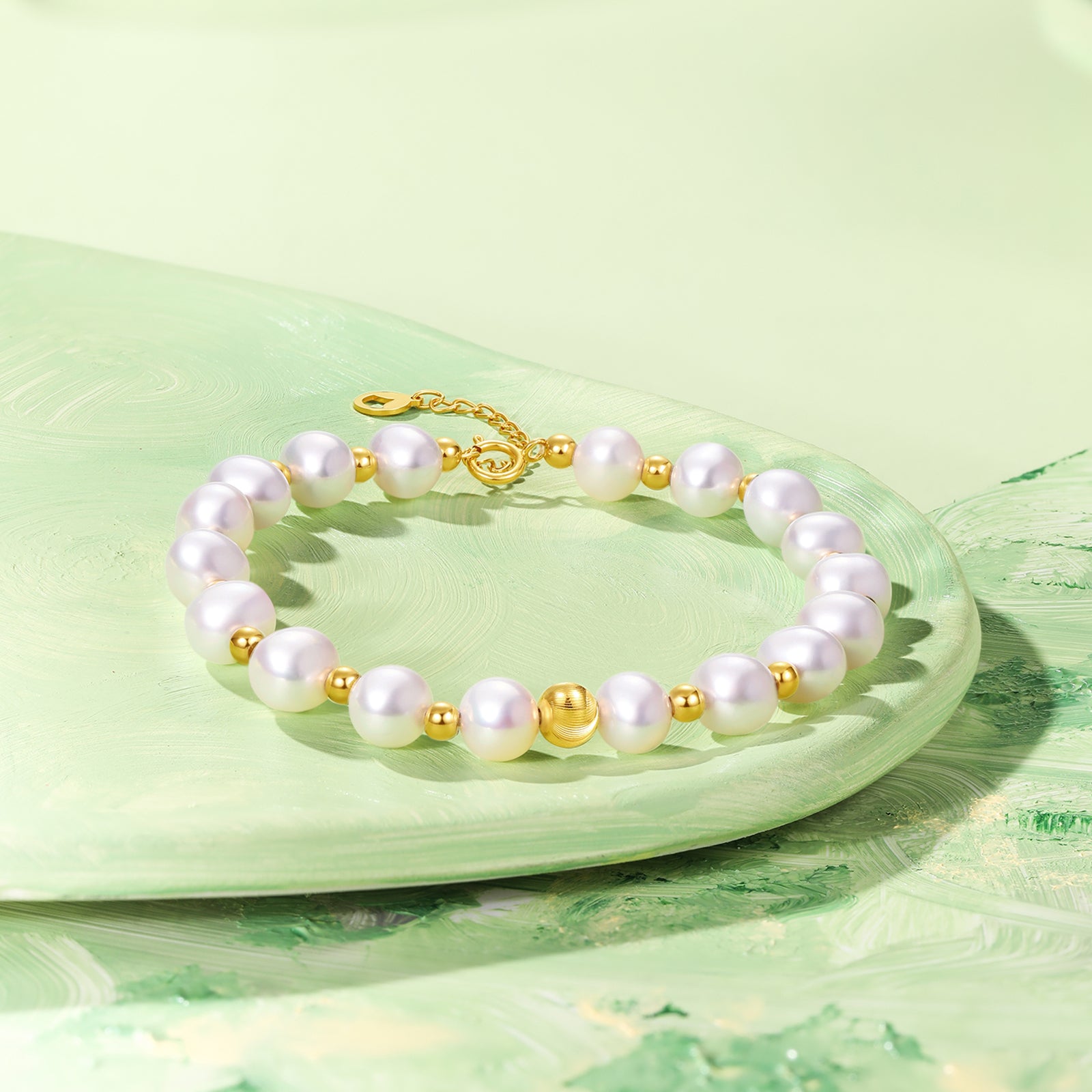 18K Gold Chain Bracelet Pearl 0.65-0.95g X0713026