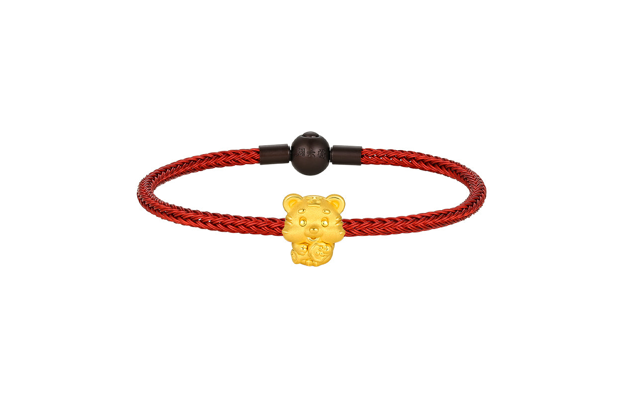 「生肖虎」24K 黃金串飾手鍊 虎 1.1-1.3克 A169681