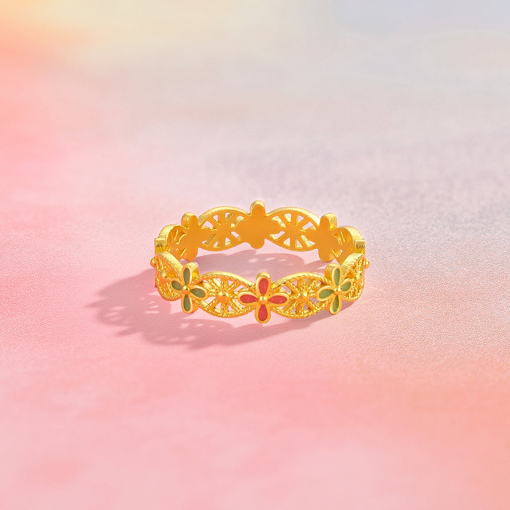 999 24K Gold Ring Flower 2.35-2.85g A0113198