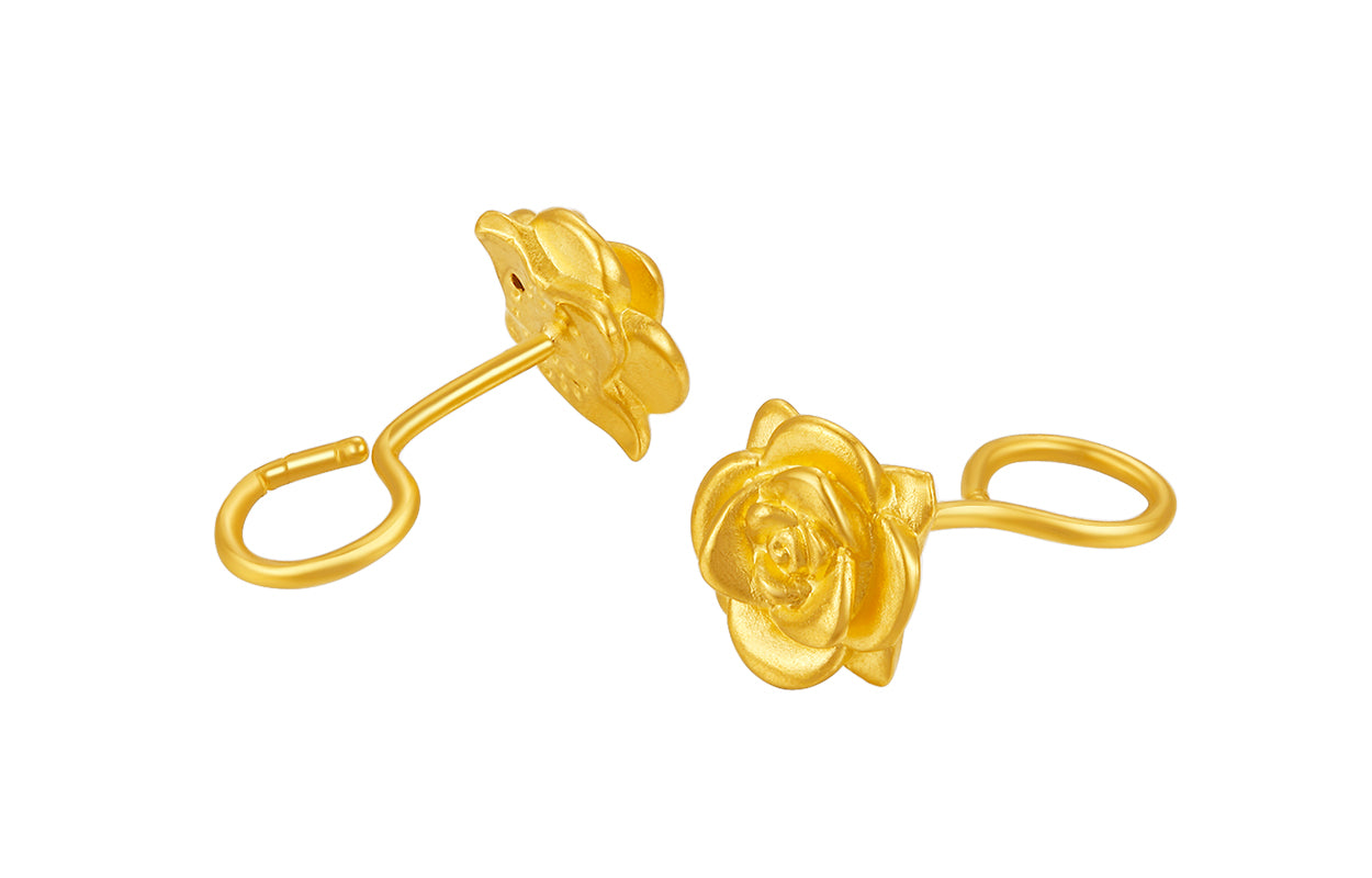 24K Gold Earrings Rose 1.4-1.6g AD090267