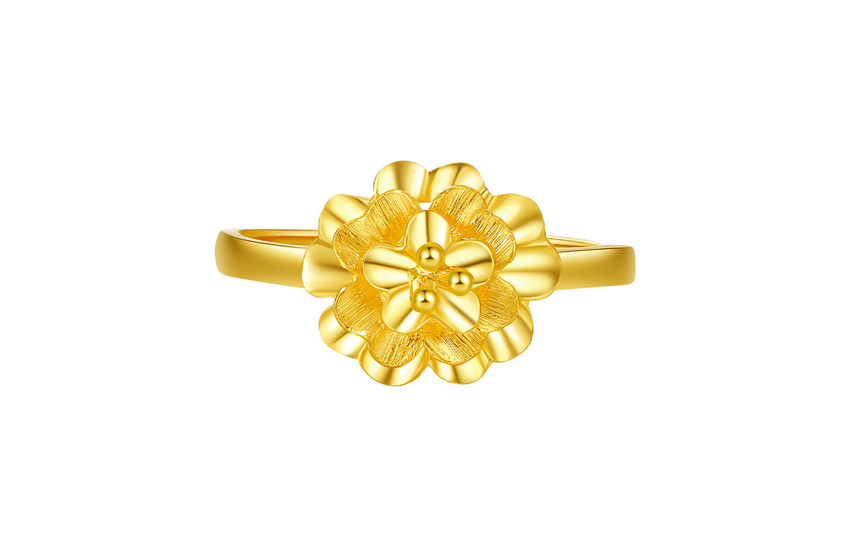 999 24K Gold Ring Flower 2.6-3g AA017509