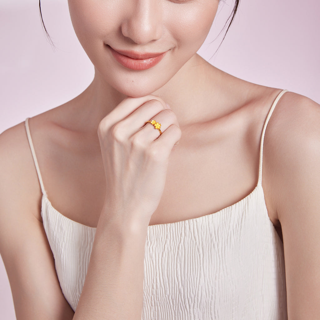 999 24K Gold Ring Flower 2.3-3.1g A0111670