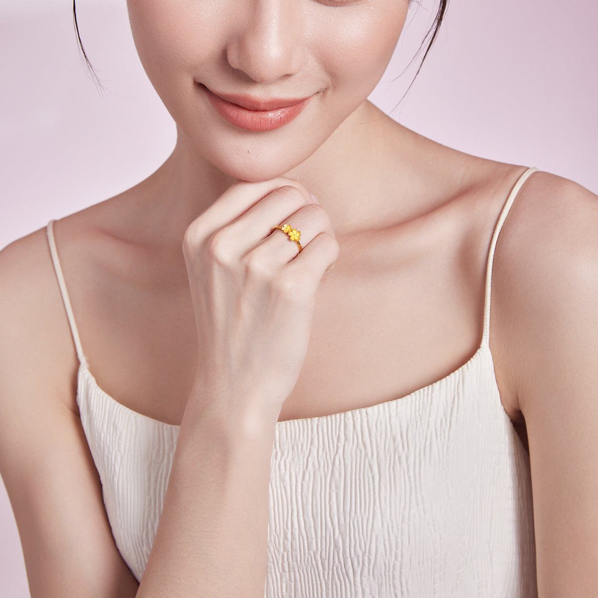 999 24K Gold Ring Flower 2.3-3.1g A0111670