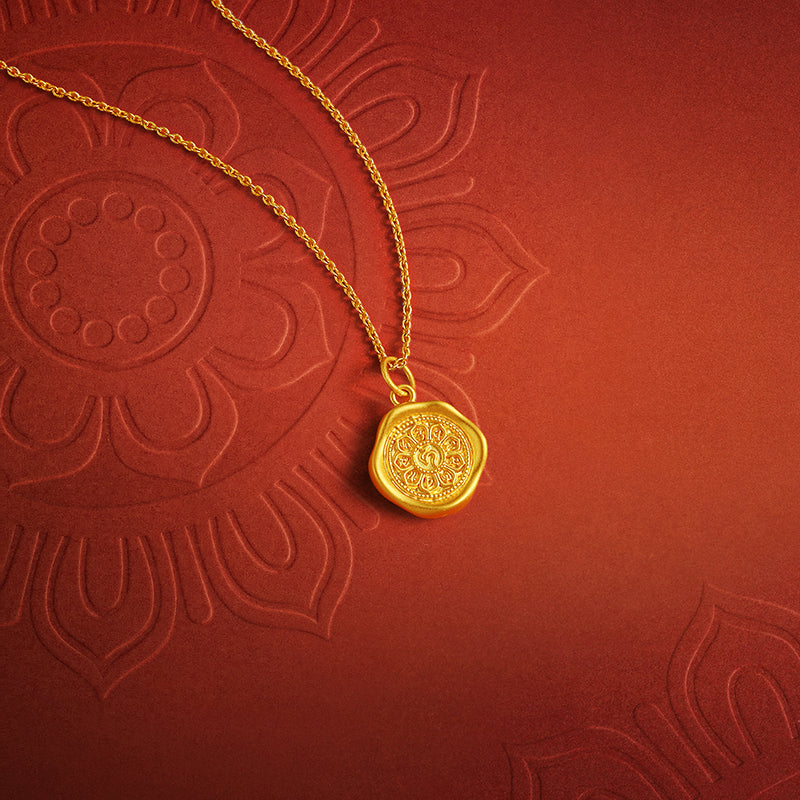 'Jiuhua Mountain' 24K Gold Pendant Buddhist Scripture A0415253