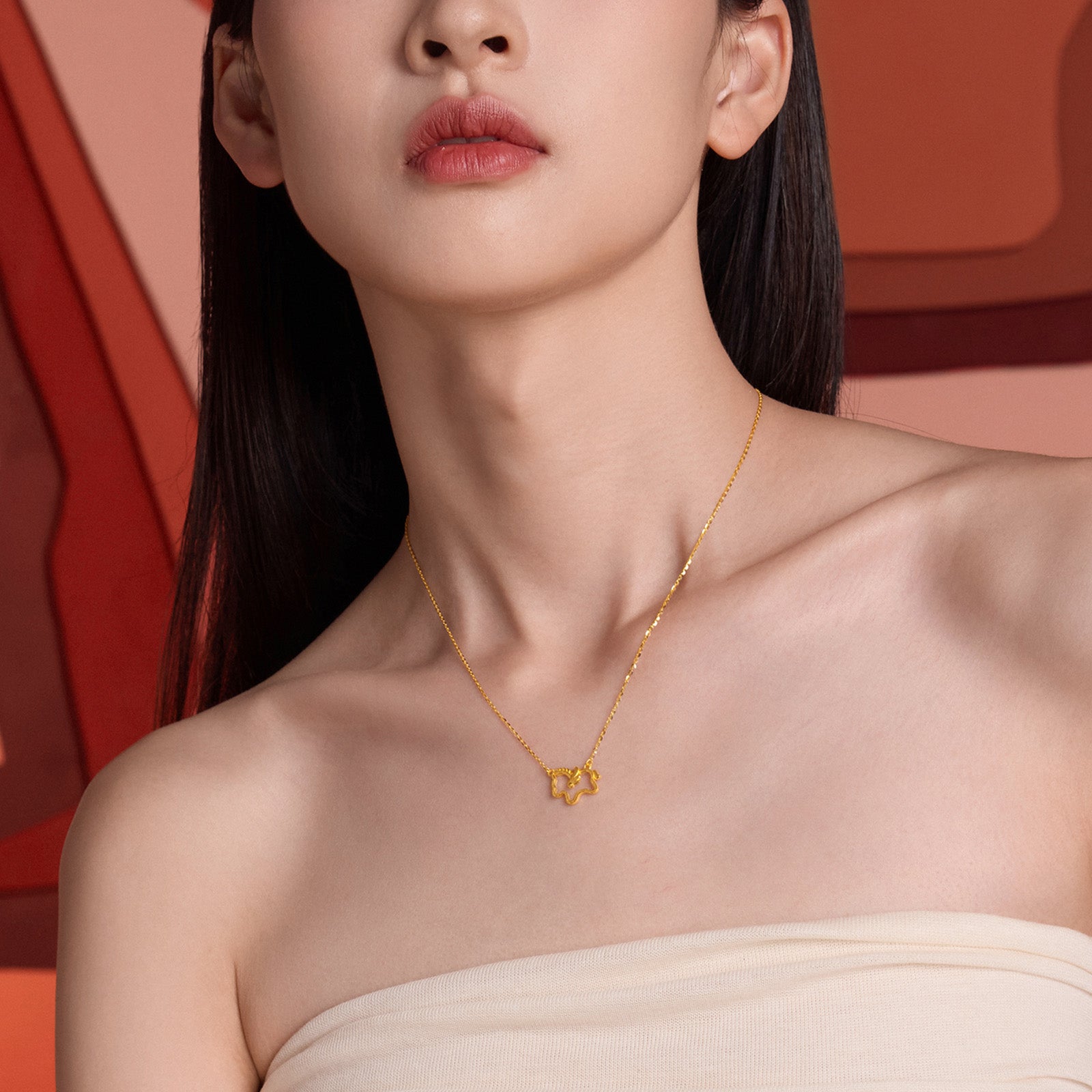 'Year of the Horse' 24K Gold Pendant Necklace Horse 3.2-3.5g 40cm-45cm A0615705