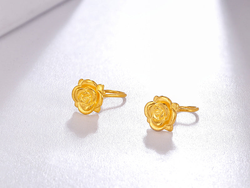 24K Gold Earrings Rose 1.4-1.6g AD090267