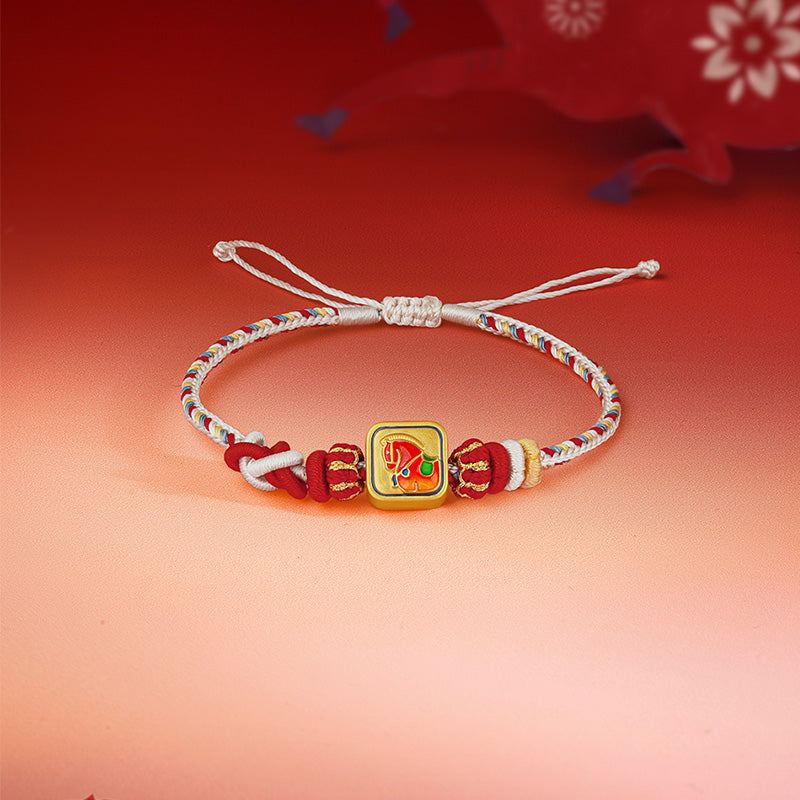"Year of the Horse"  24K Gold String Bracelet Horse 0.89-1.19g 16cm-22cm A1720840