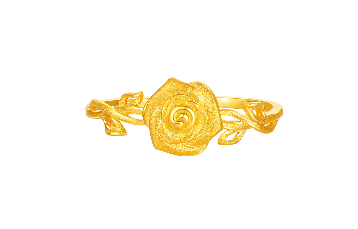 “Dream in the Garden” 999 24K Gold Ring Flower 2.23-2.65g A0115066