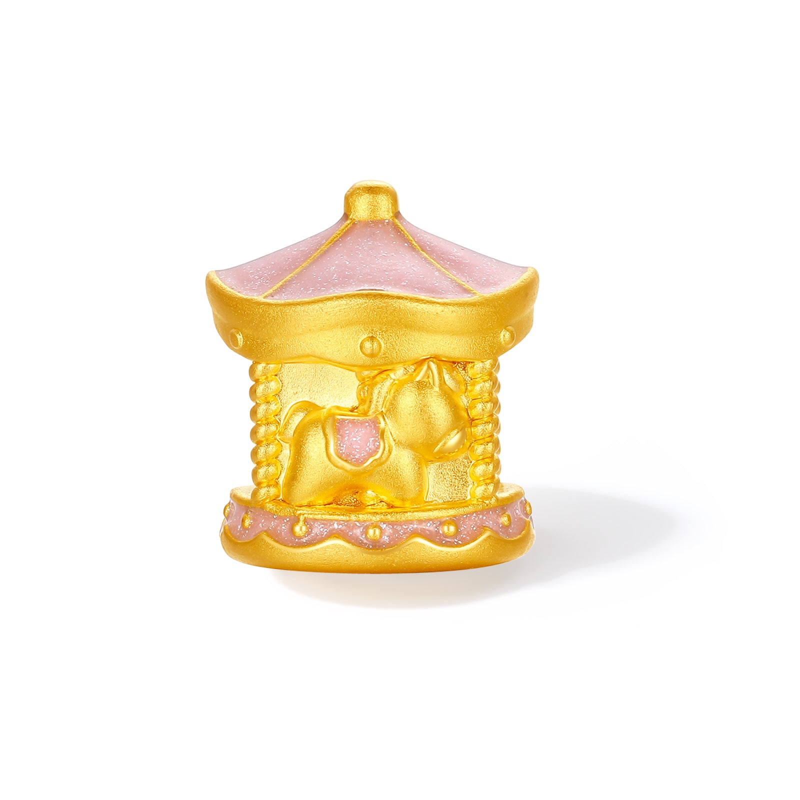 'Year of the Horse' 24K Gold Beaded Bracelet Rose Quartz Carousel Horse 0.58-0.88g 17cm A1915531