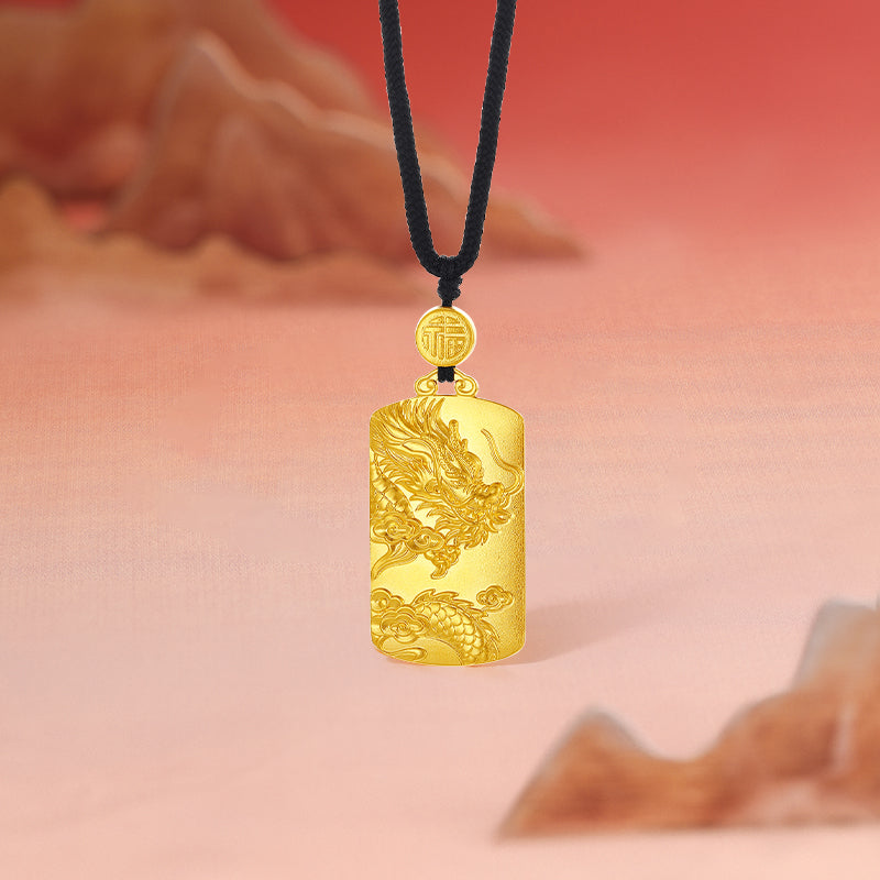 "Antiquity Gold" 999.9 24K Gold Pendant Necklace Dragon 27-30g A0412996