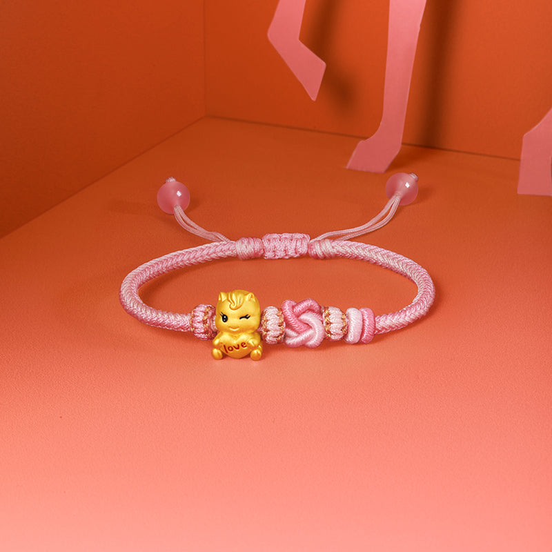 'Year of the Horse'  24K Gold String Bracelet Horse Heart 0.85-1.05g 16cm-22cm A1715747
