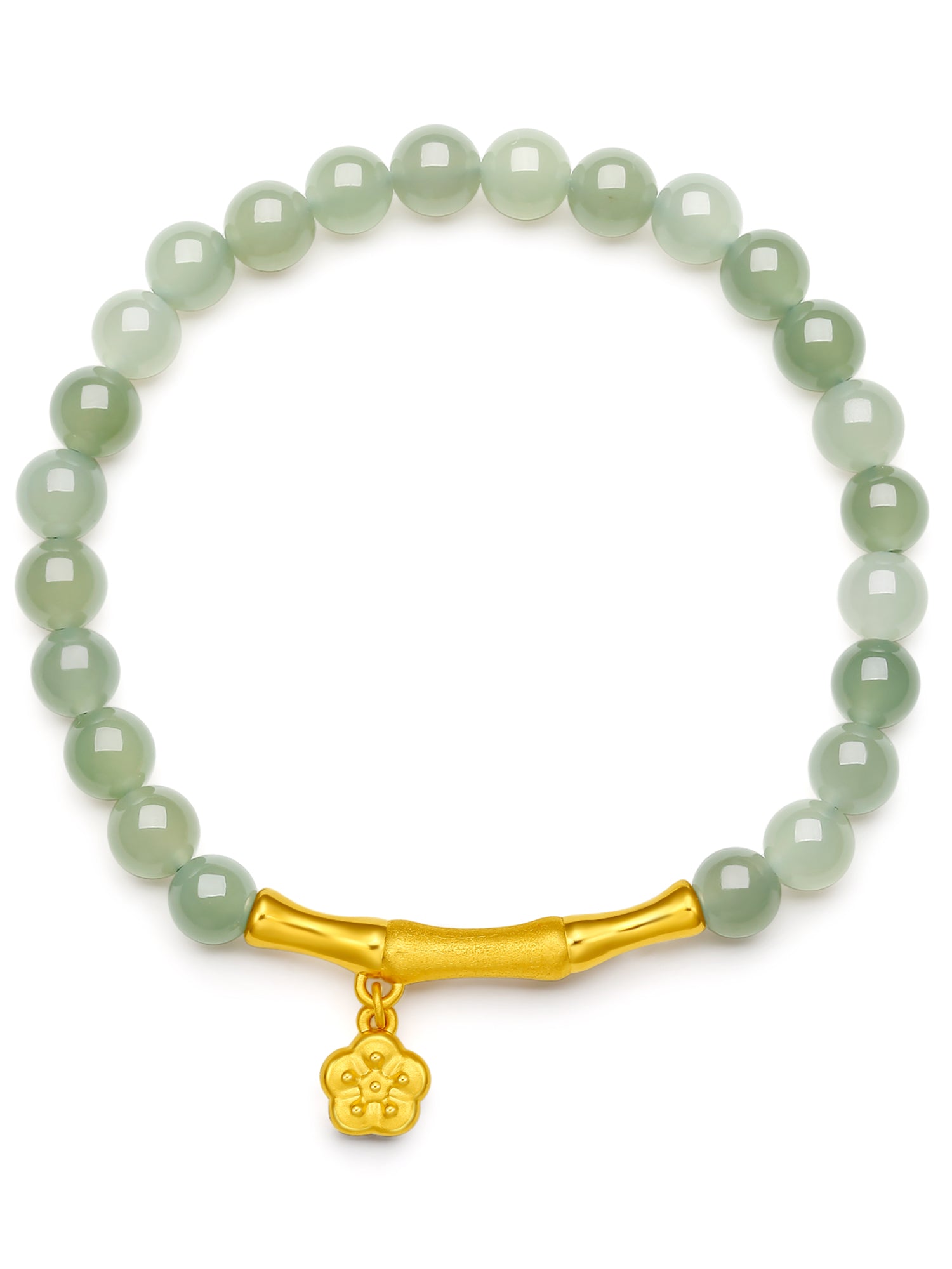 24K Gold Beaded Bracelet 5.7-6.2mm Flower 0.65-0.8g Y1910806