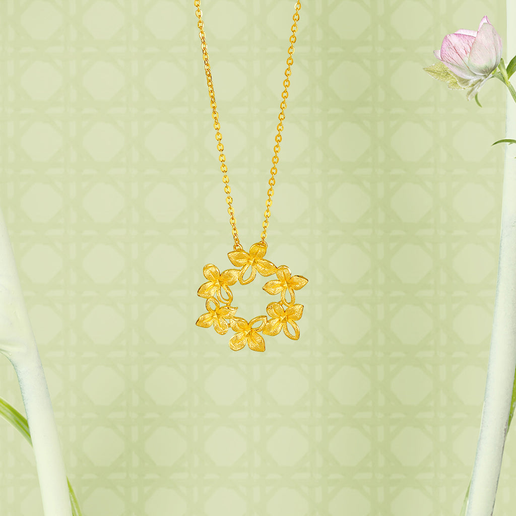 "Annie's Garden" 24K Gold Pendant Necklace Flower 3.8-4.1g A0613022