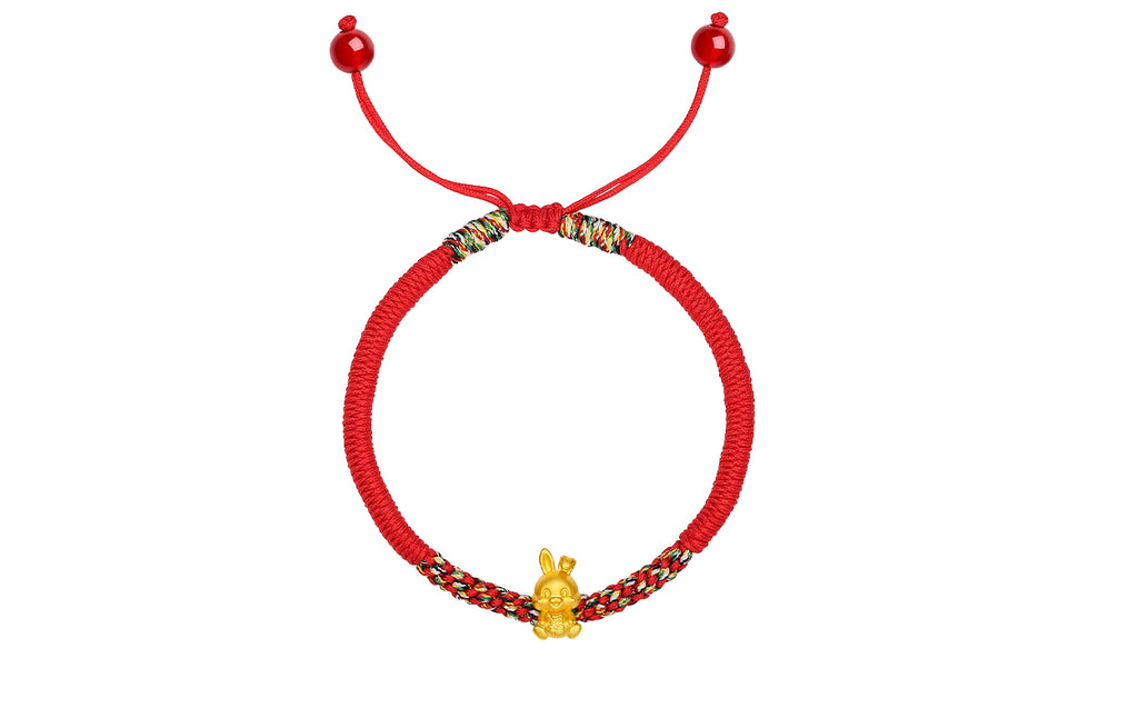"Chinese Zodiac Rabbit" 24K Gold String Bracelet Rabbit 0.35-0.5g A1710485