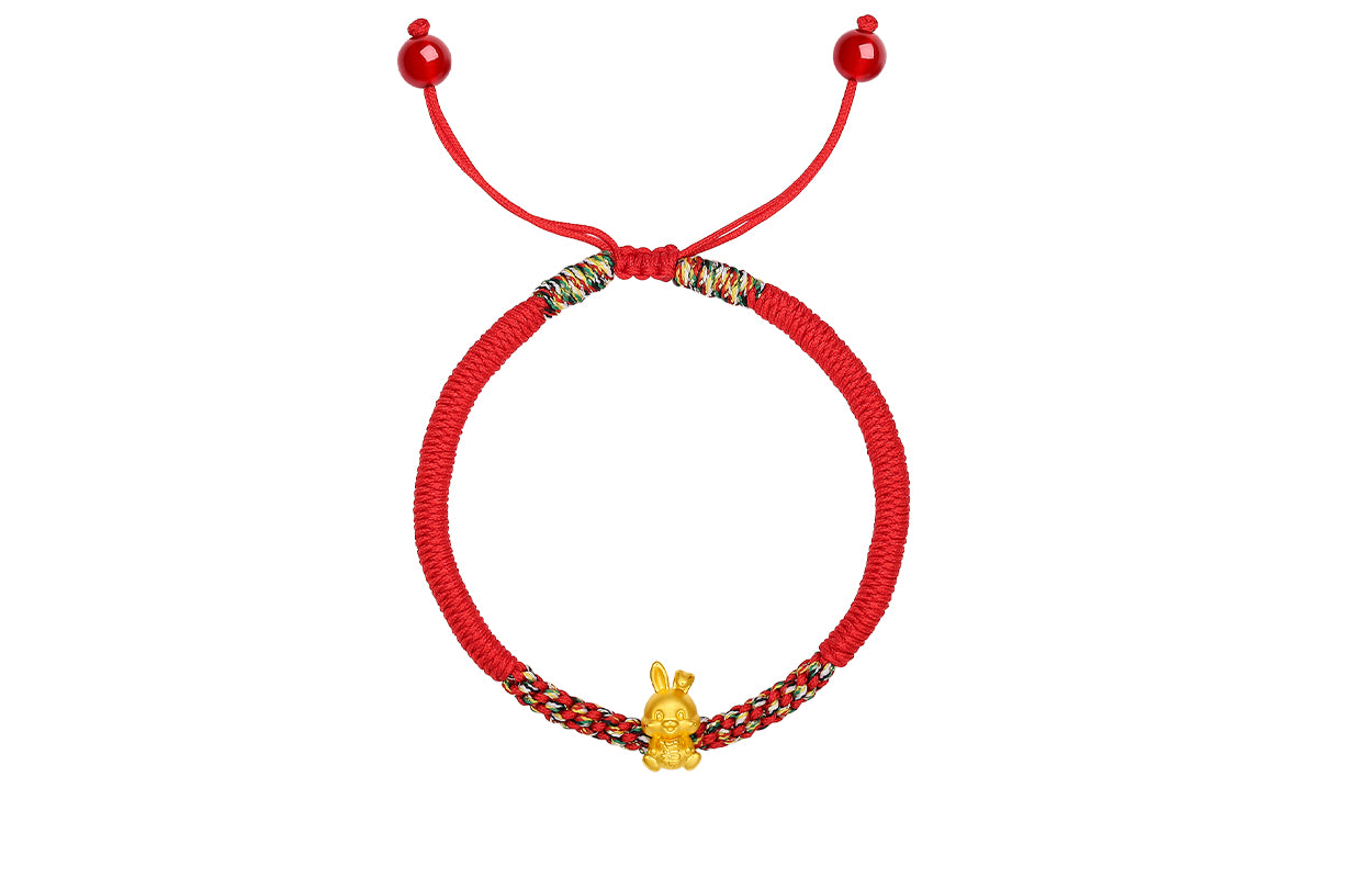 "Chinese Zodiac Rabbit" 24K Gold String Bracelet Rabbit 0.35-0.5g A1710485