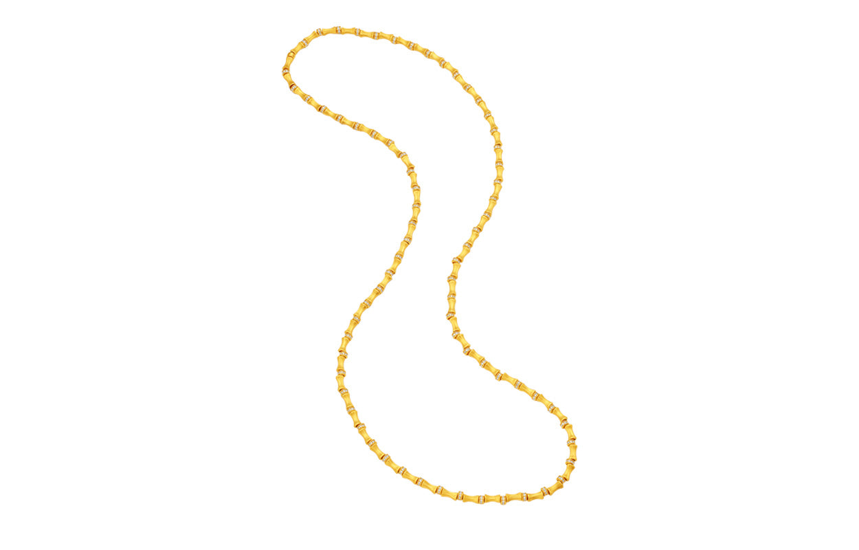 "Chinese Culture Collection - Dan Qing" 24K Gold Beaded Bracelet Diamond 0.0024ct Bamboo 25-30g W1936313