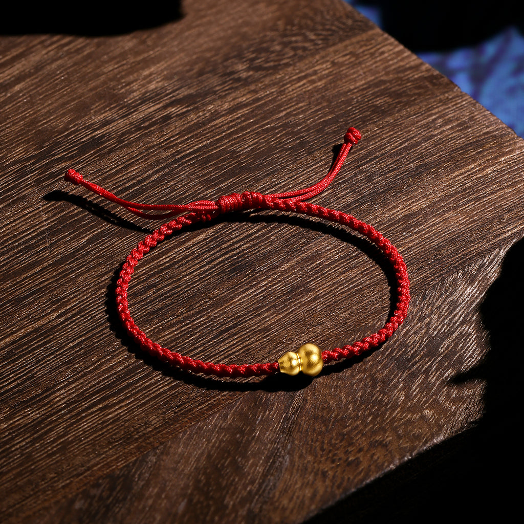 Antiquity Gold' 999.9 24K Gold String Bracelet Gourd 2.1-2.4g AA175504