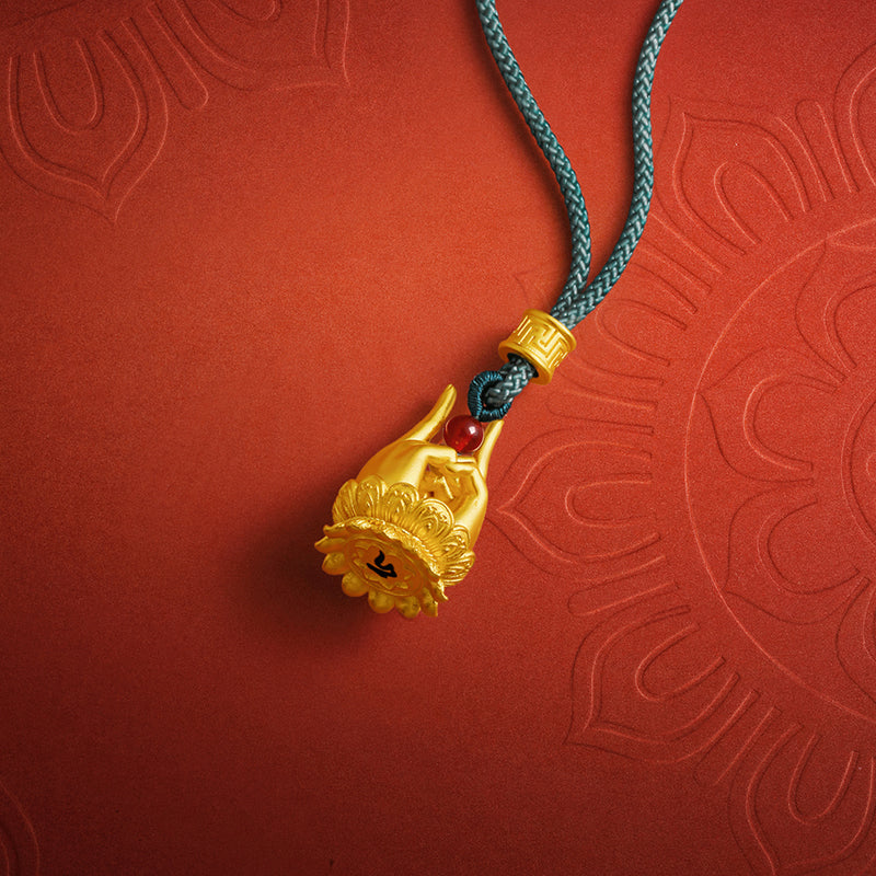 'Jiuhua Mountain' 999.9 24K Gold Pendant Necklace Mudras A0415250