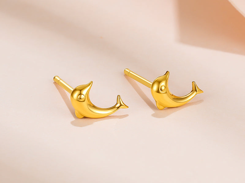 999 24K Gold Earrings Dolphin 0.67-0.87g AA096007