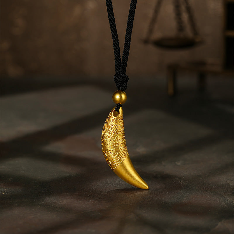 "Antiquity Gold" 999.9 24K Gold Pendant Necklace Crescent Moon 24-26g AA044176