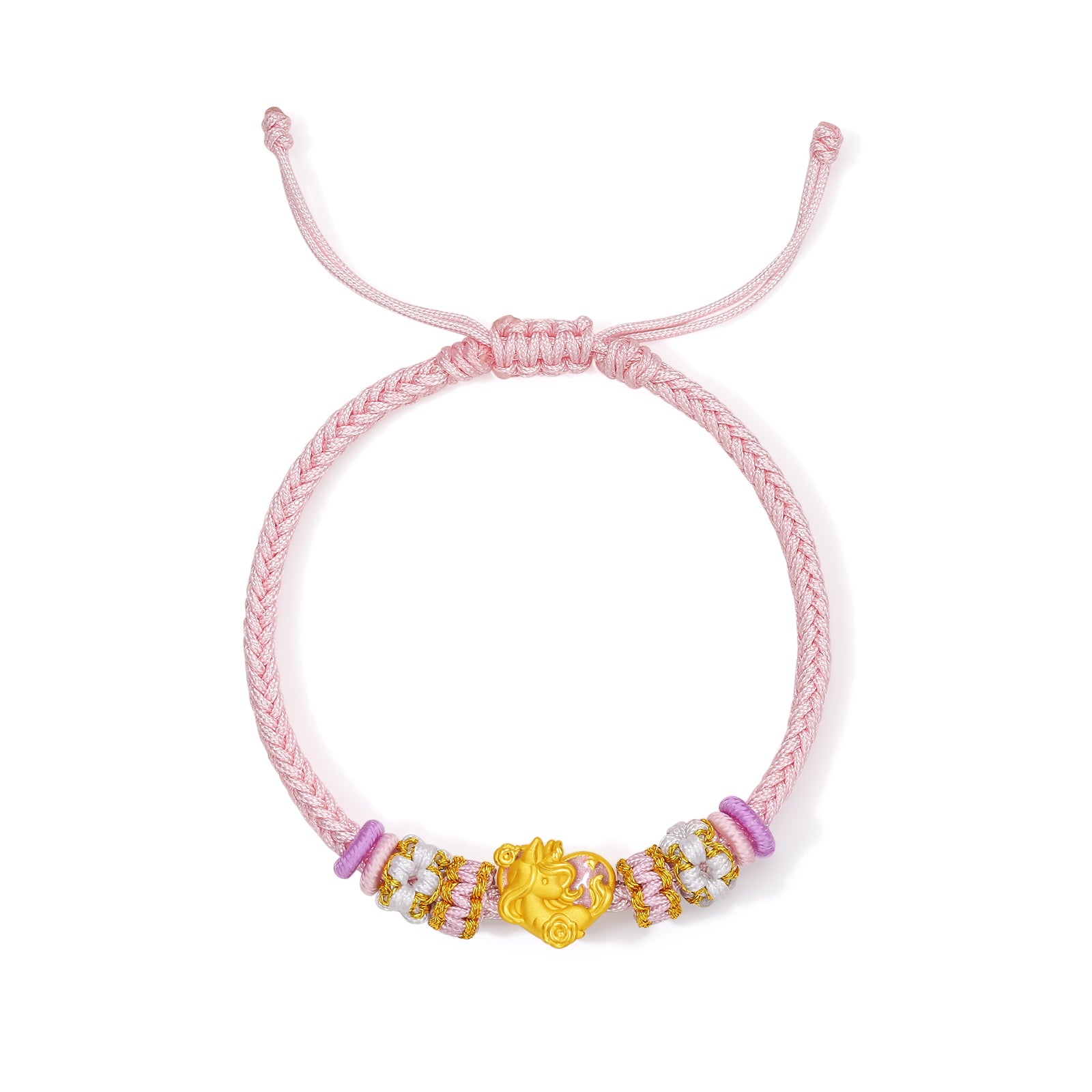 'Year of the Horse'  24K Gold String Bracelet Horse Heart 0.7-1g 16cm-22cm A1715542