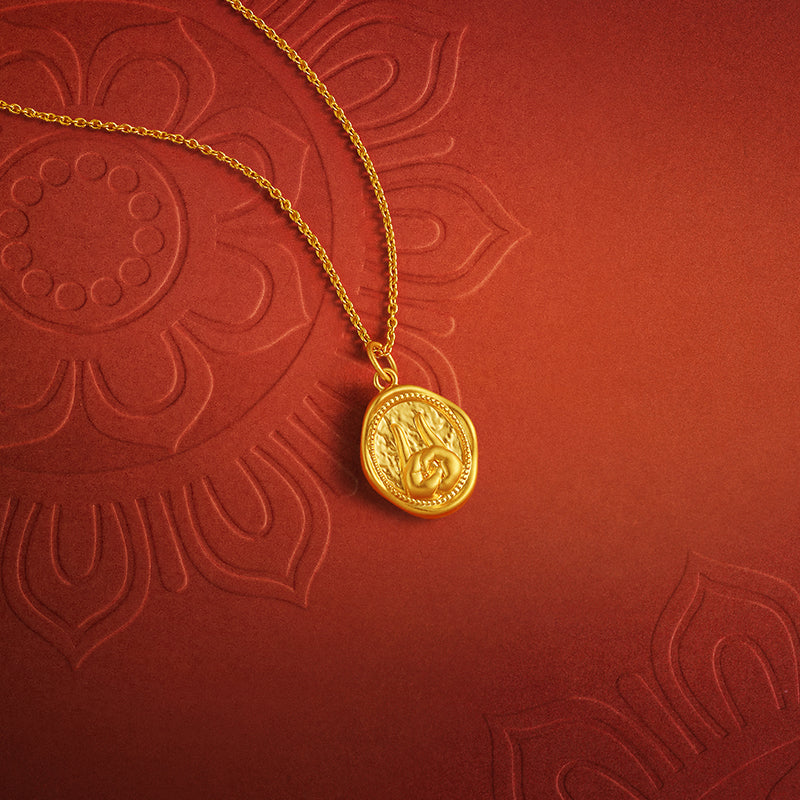 'Jiuhua Mountain' 24K Gold Pendant Mudras A0415252