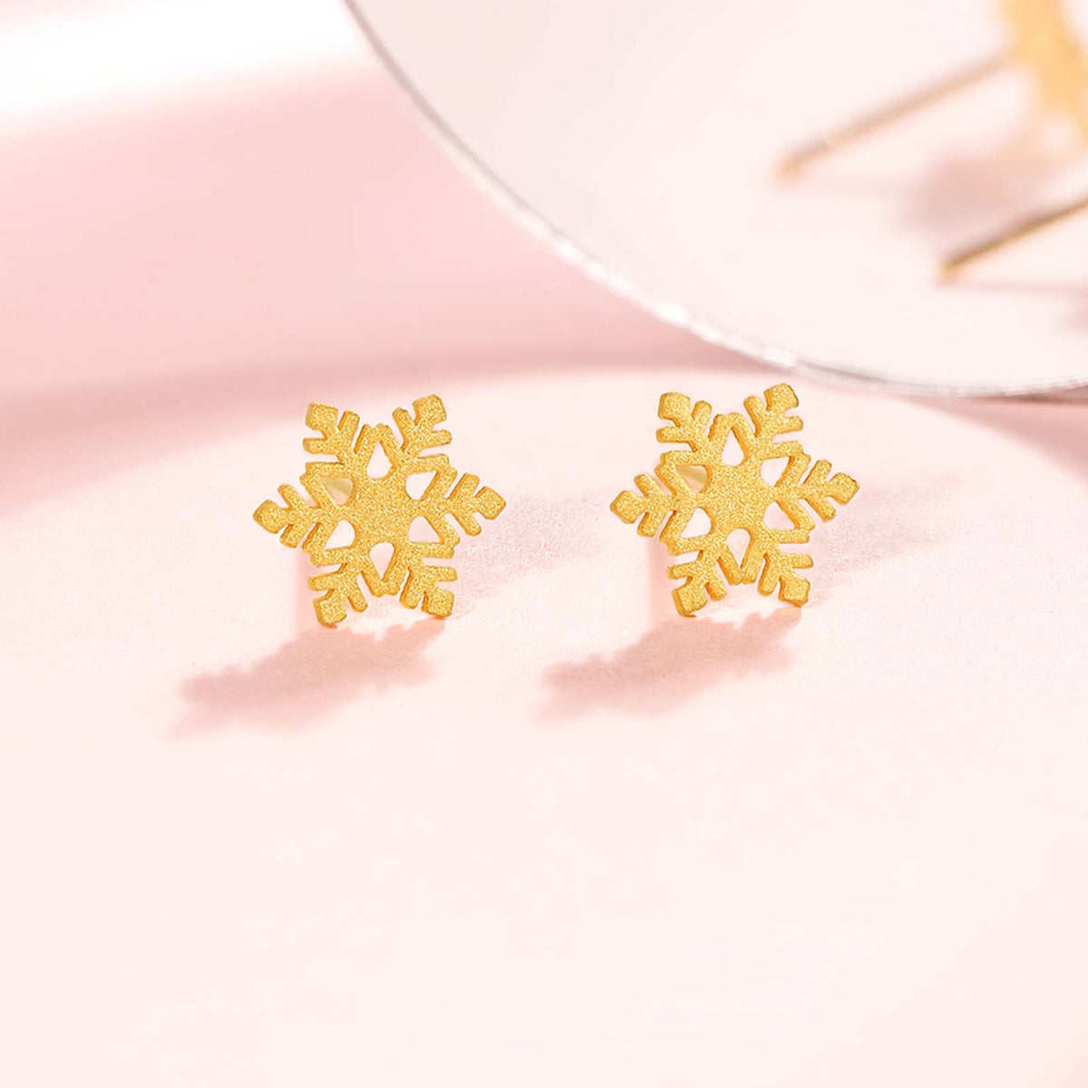 24K Gold Earrings Snowflake 0.8-1.2g A0912072