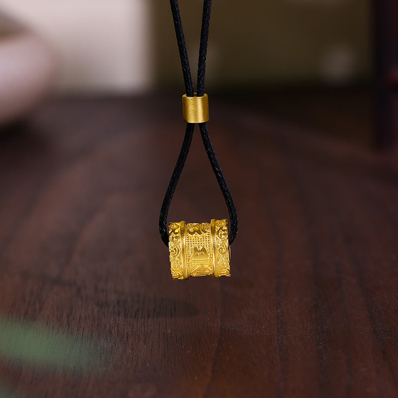 "Antiquity Gold" 999.9 24K Gold Pendant Necklace 17-18g AA044784