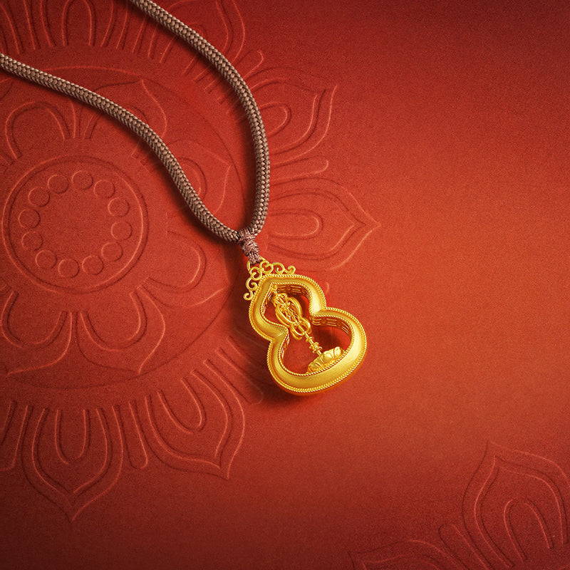 'Jiuhua Mountain' 999.9 24K Gold Pendant Necklace Vajra A0415324