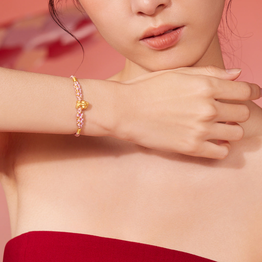 "Chinese Zodiac Snake" 24K Gold String Bracelet Snake 0.35-0.5g A1713269