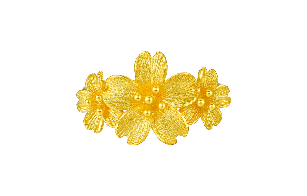 999 24K Gold Ring Flower 4-8g A018648