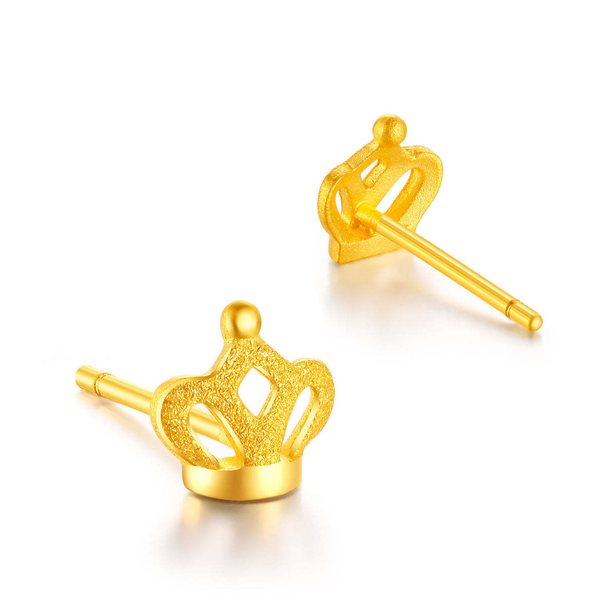 999 24K Gold Earrings Crown 1.2-1.4g AC091143