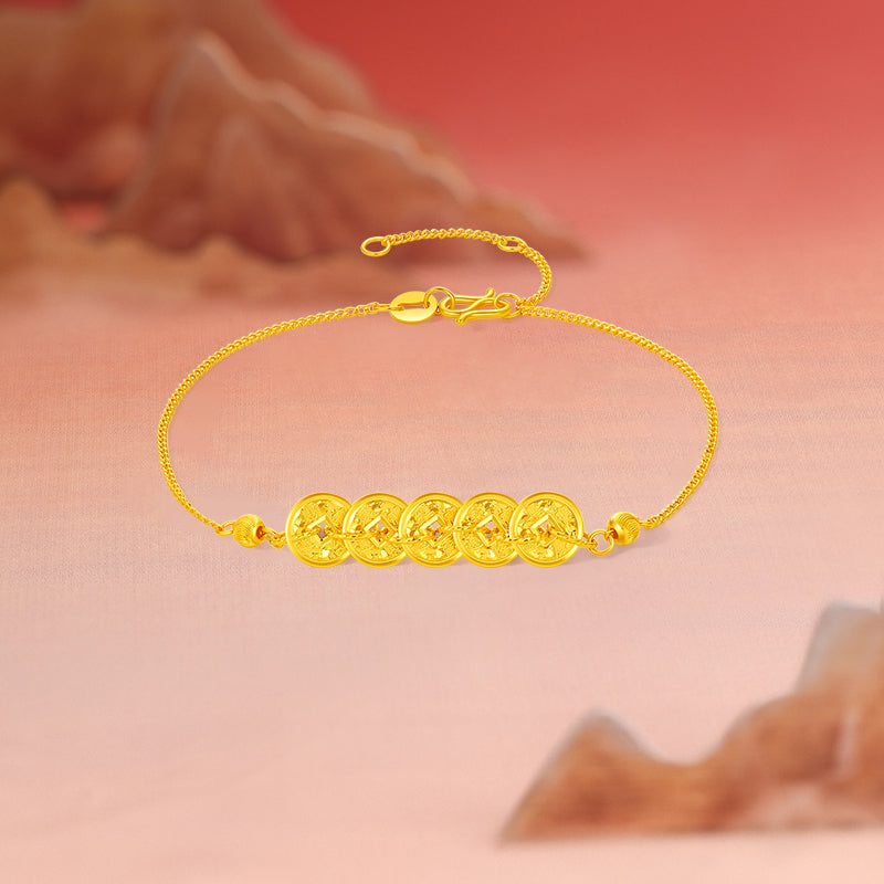 24K Gold Chain Bracelet 3.1-3.4g A0715198