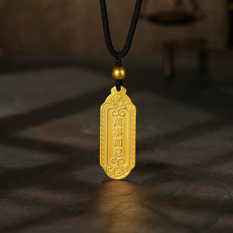 "Antiquity Gold" 999.9 24K Gold Pendant Necklace A Good Draw 9-11g AA043265