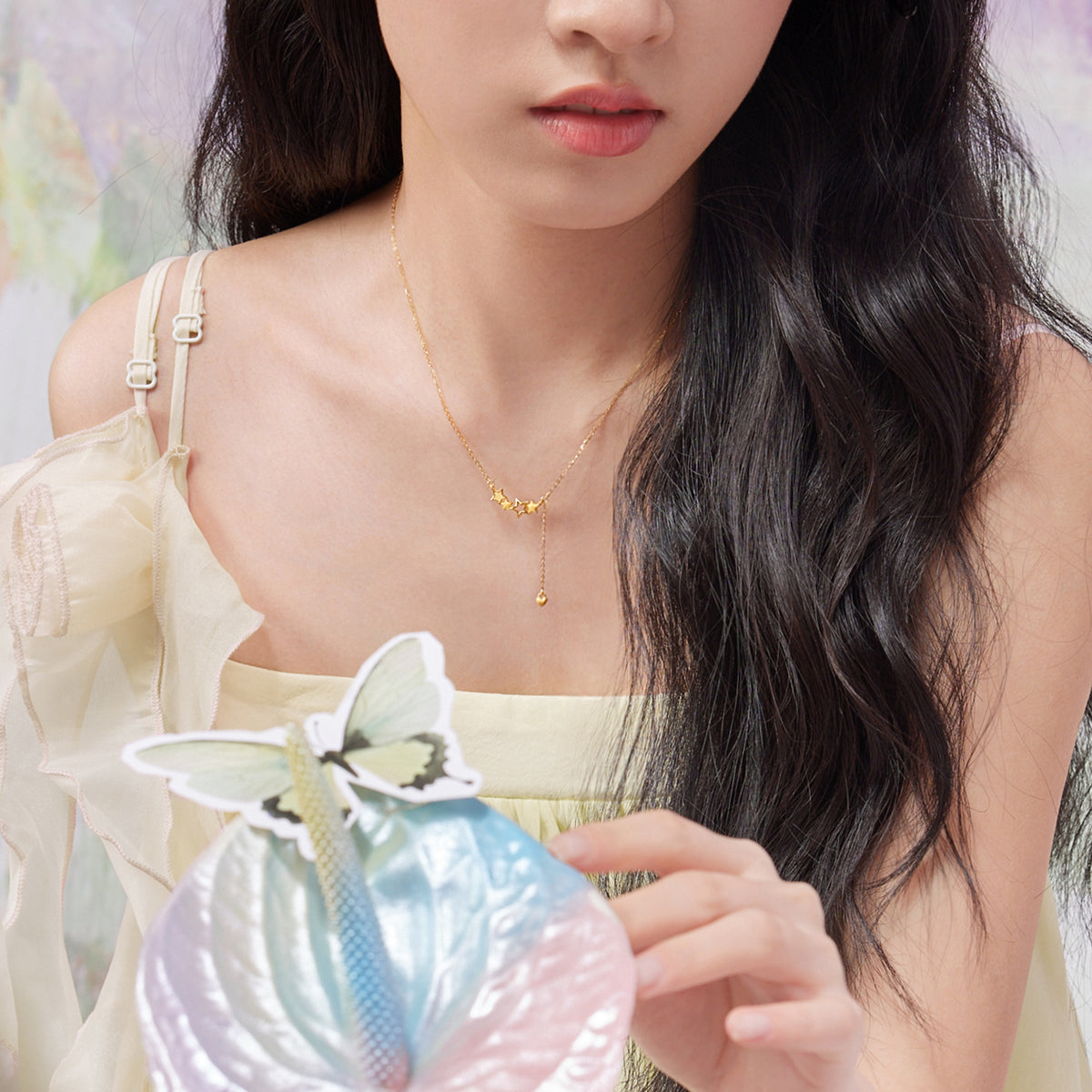 "Fantasy Forest" 999 24K Gold Pendant Necklace Star 3.4-3.7g A0613875